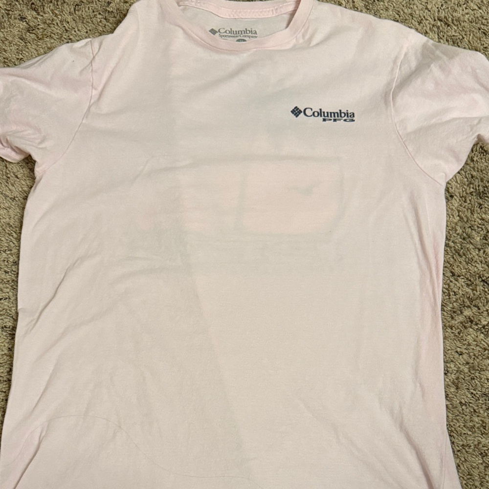 Columbia Pink Tee with Palm Tree Design